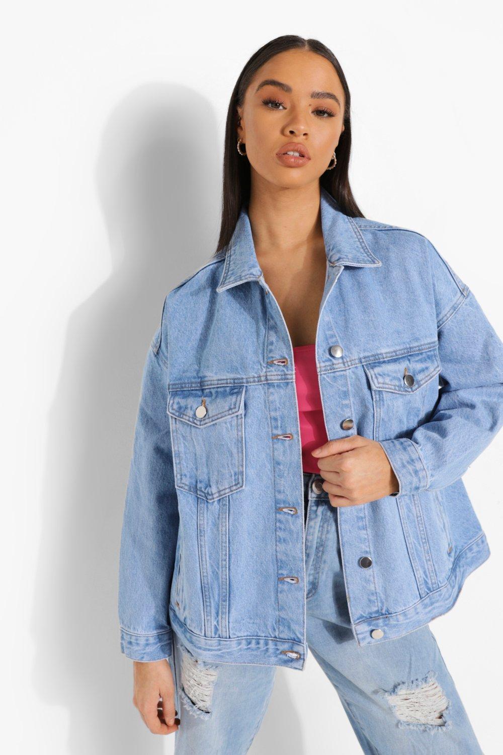 Boohoo oversized denim jacket sale